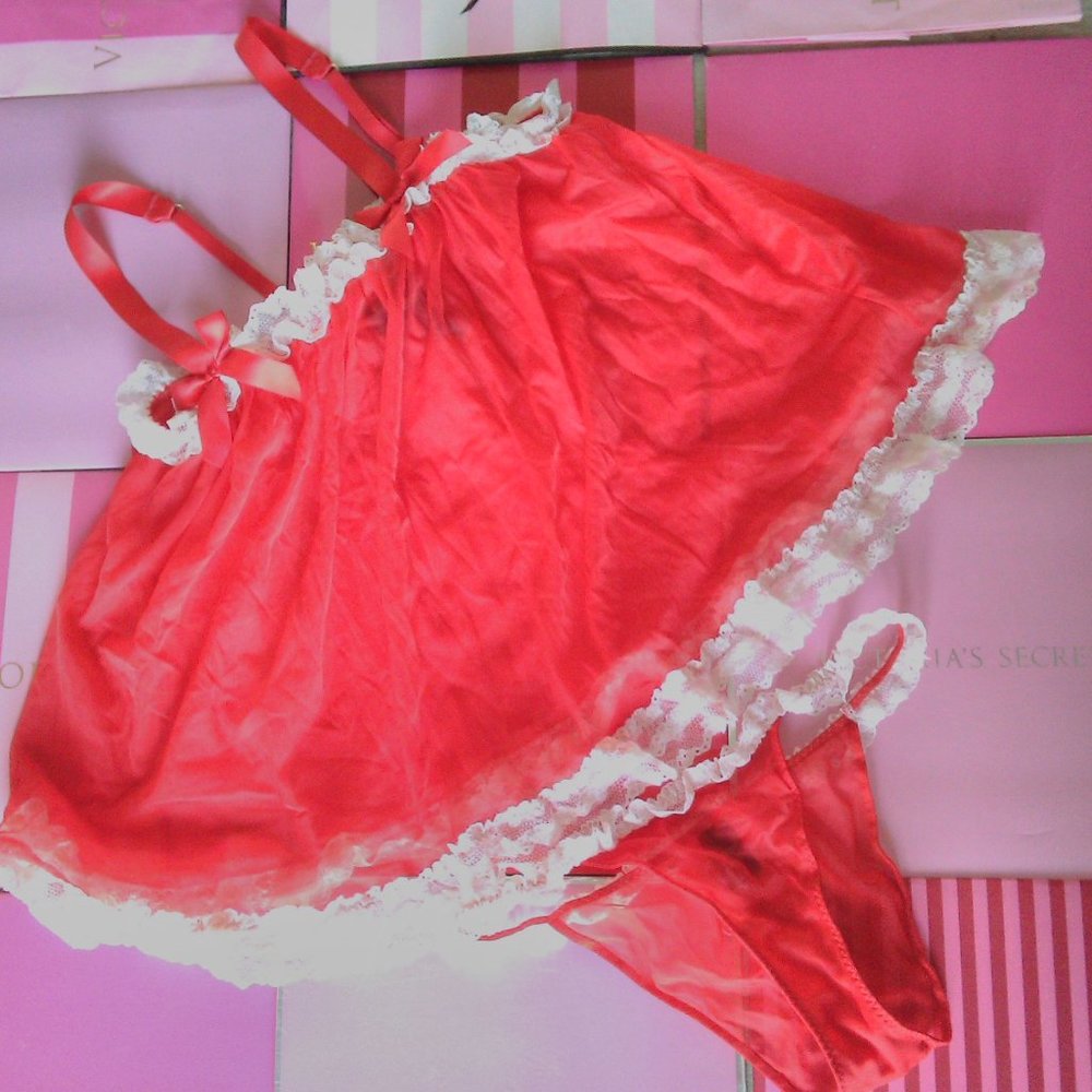 NWOT Victoria's Secret sheer red lady lingered set